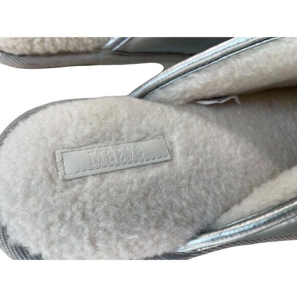 Maeve Puffy Platform Slippers Womens L 10 11 Silver Slip On Slide Puffer Quilted - Picture 8 of 13